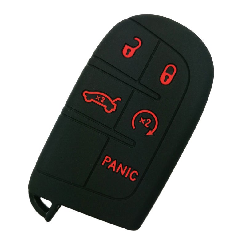 Coolbestda Rubber 5Buttons Key Fob Cover Remote Case Keyless Protector for 2018 2019 2020 2021 2022 2023 2024 Jeep Grand Cherokee Compass Dodge Challenger Charger Dart Durango Journey Chrysler 300 200 - Image 1